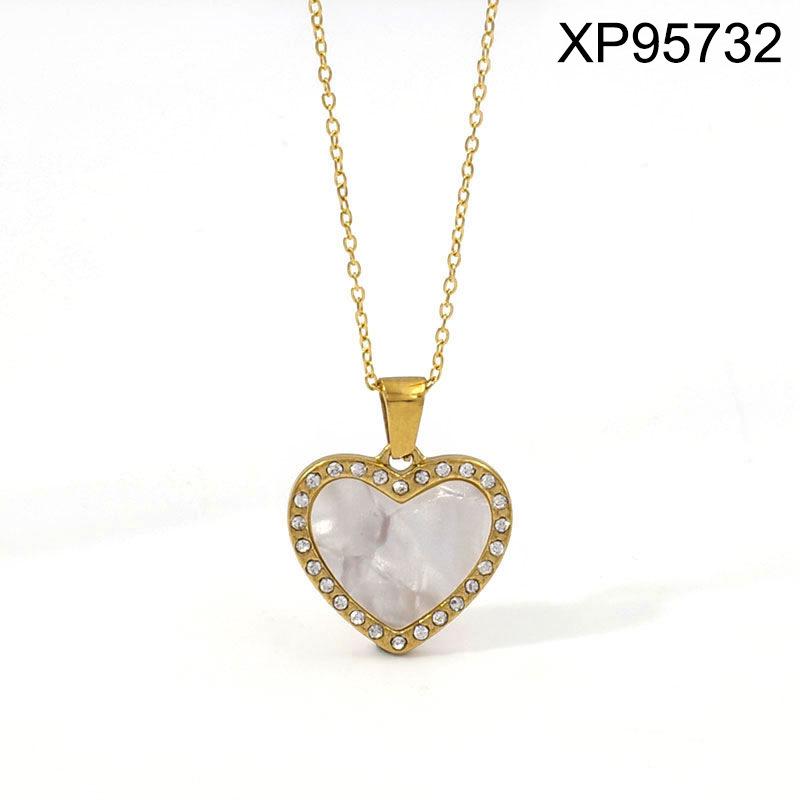 Gold Heart & Butterfly Pendant Necklace - Women's Versatile Titanium Steel Charm Chain