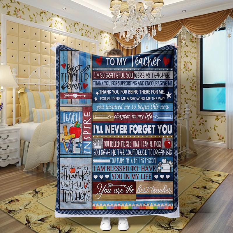 Love and Family Wishes digital-printed polyester Bedroom velvet flannel soft sofa cover blanket Fleece soft sofa cover blankets