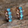 Hot Sale Platinum Blue Opal Ear Buckle European and American Style Four Round Opal Simple Earrings Ladies