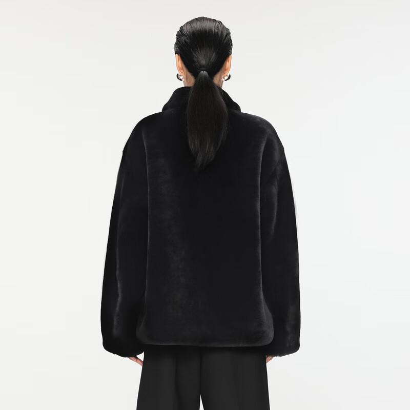 JNBY 2024 Winter Faux Fur Long-Sleeve Lapel Coat