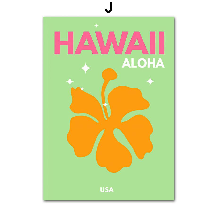 Preppy Color Travel Posters Miami Bondi Palms Ibiza Mykonos Capry Art Print Minimalist Nordic Canvas Painting Living Room Decor