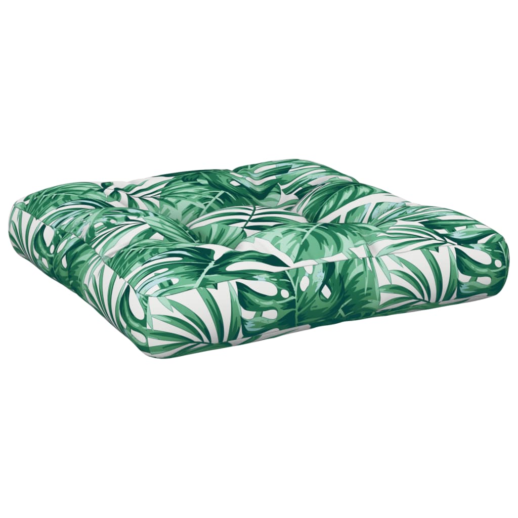2 Piece Pallet Cushion Set with Leaf Pattern Fabric