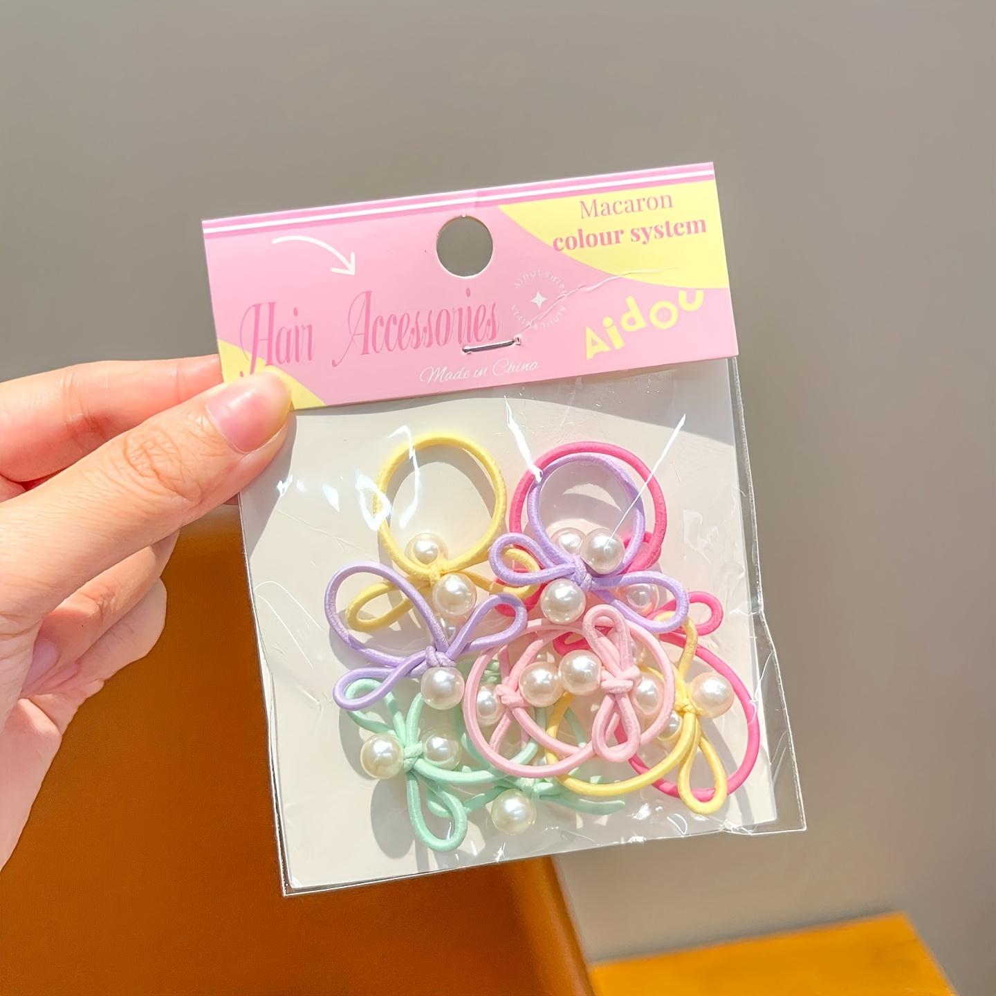 

10pcs Set of Sweet Silvery Hair Ties with Colorful Bowknots, Elastic No-Damage Hair Bands for Small Braids or Low Hair Volume