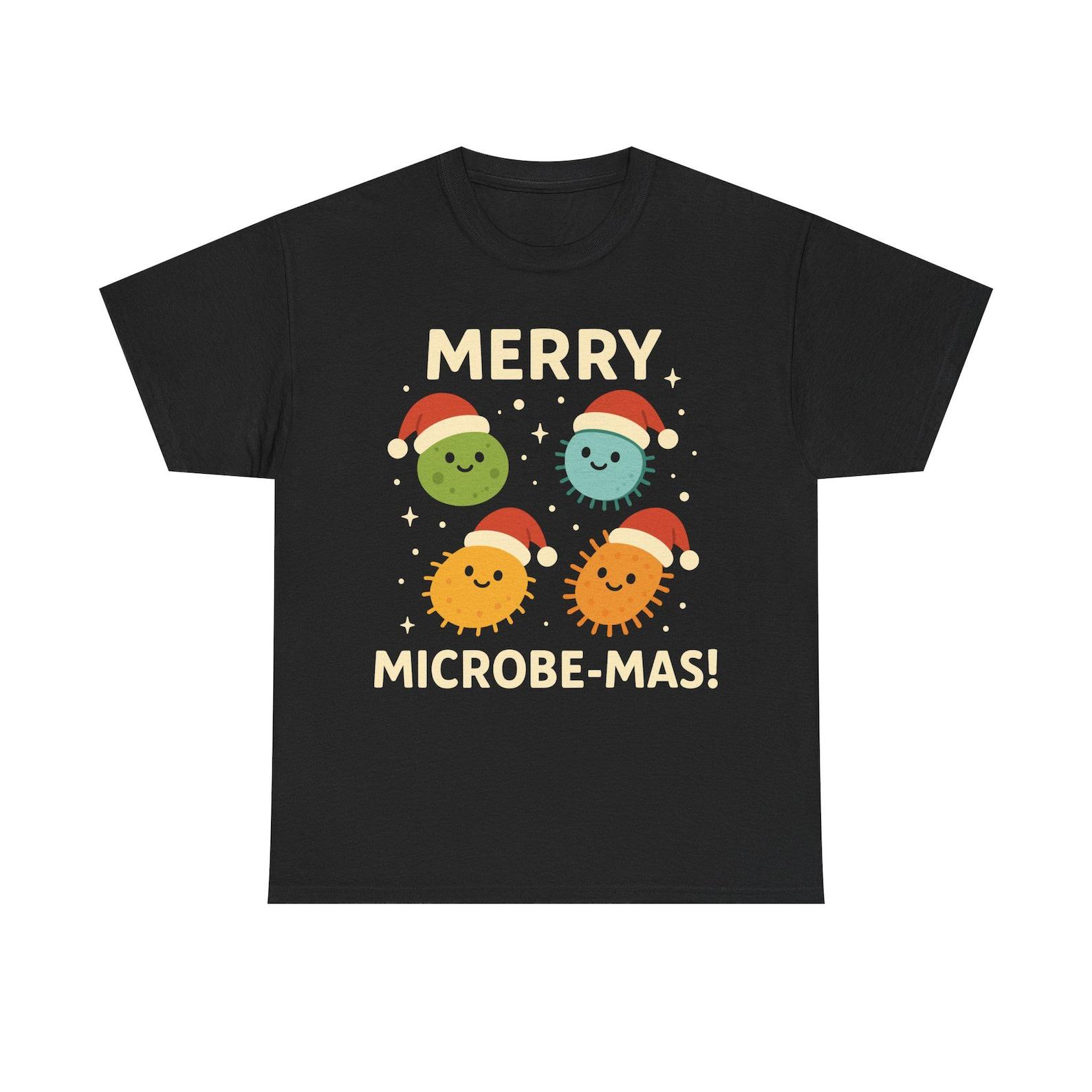Merry Microbe-Mas T-Shirt: Funny Biology Christmas Tee 2XL