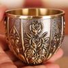 Vintage Shot Drinking Cup, Alloy European Embossed Relief Goblet, Portable Mini Shot Vodka Glass, Creative Home Decoration, 1pcs