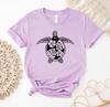 Floral Turtle T-shirt, Sea Turtle Top, Floral Mandala Shirt, Pretty Turtle Gift, Save The Turtles Shirts, Vacation Tee, Camping T-shirts
