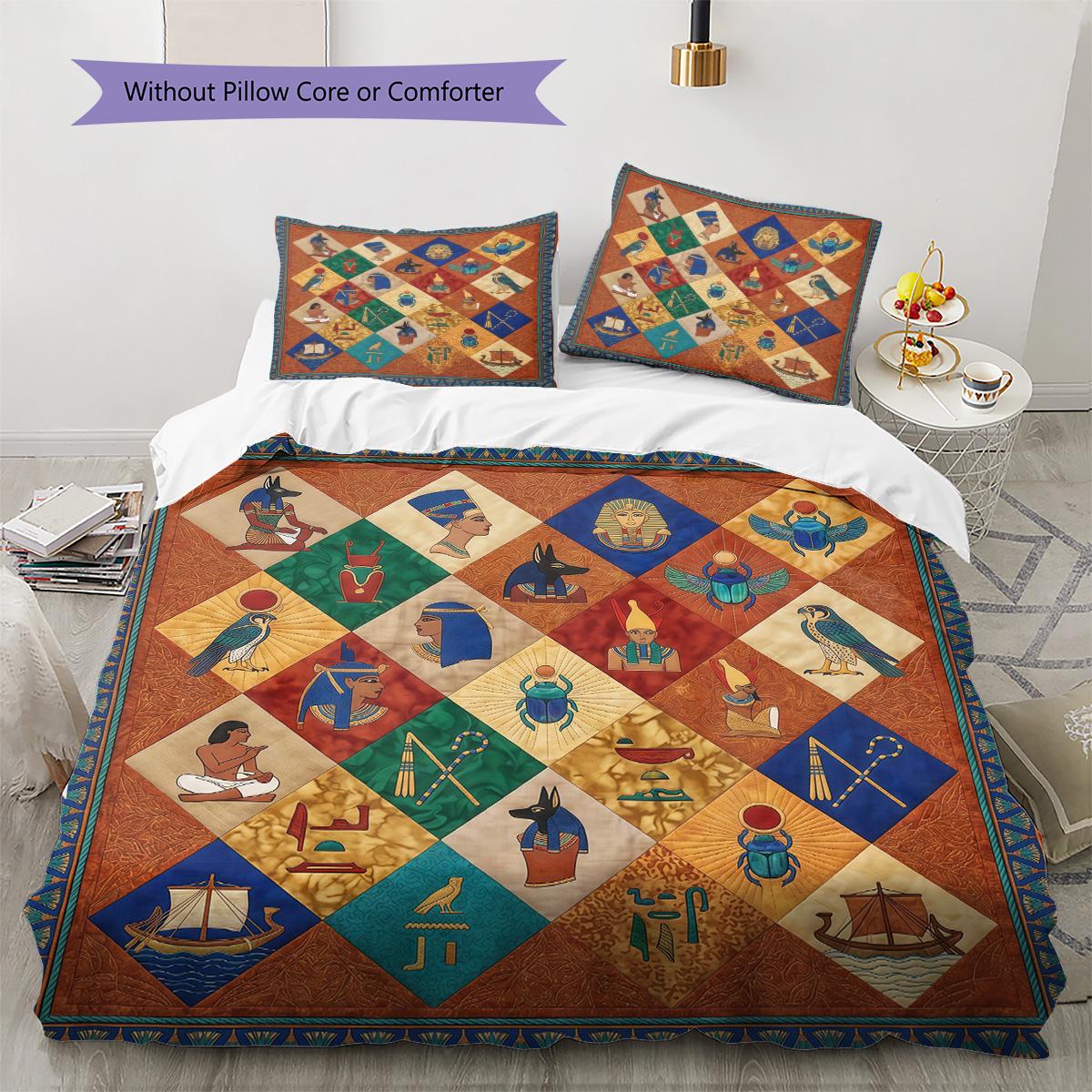 Egpyt Pirate Puzzle Pattern Bedding Set Quilt Cover Pillowcase Home Decor Gift (1 * duvet cover + 2 * pillowcase, without core) 135x200cm