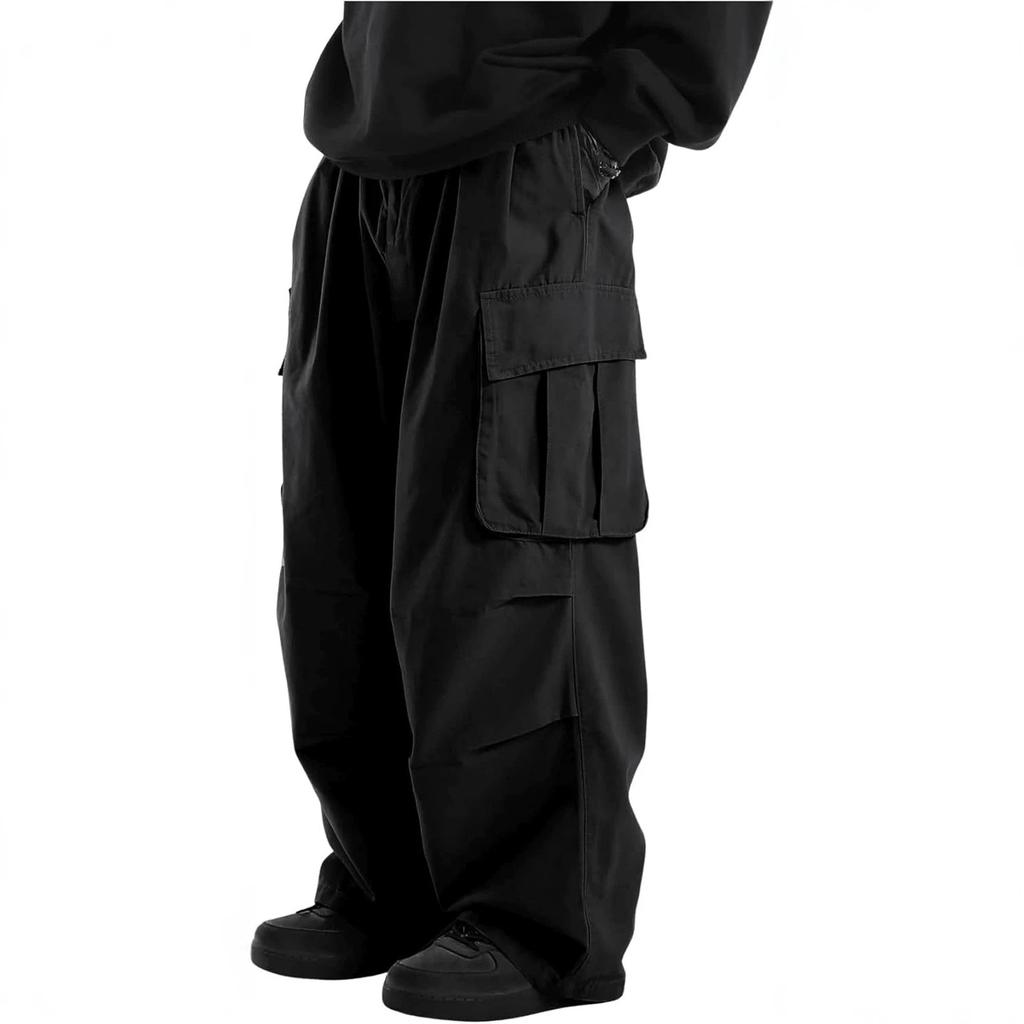 Summer men's high street style loose and versatile straight multi-pocket casual trousers thin overalls