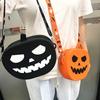 Halloween Pumpkin Silicone Crossbody Bag Waterproof Pumpkin Makeup Storage Purse With Ghost Printed Strap Party Cosplay Bag