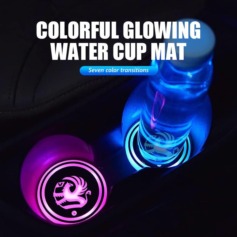 Car Colorful Luminous LED Atmosphere Light Cup Coaster Holder For Vauxhall Vivaro Zafira Combo Movano VXR8 Insignia Mokka GSe