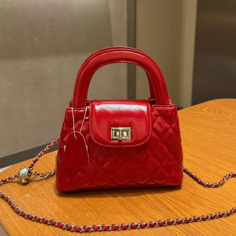 Borsa a tracolla da donna con tracolla a catenella, design trapuntato, pelle PU, portatile, a spalla, per uso quotidiano