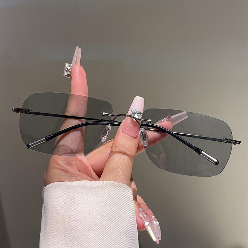 Vintage Rimless Sunglasses Men Fashion  New Outdoor Dark Shades Women Trendy Luxury Brand Design Decor Sun Glasses
