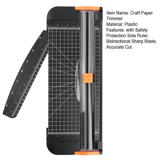 Paper Trimmer Scrapbooking Tool with Automatic Safety Protection Side Ruler Bidirectional Sharp