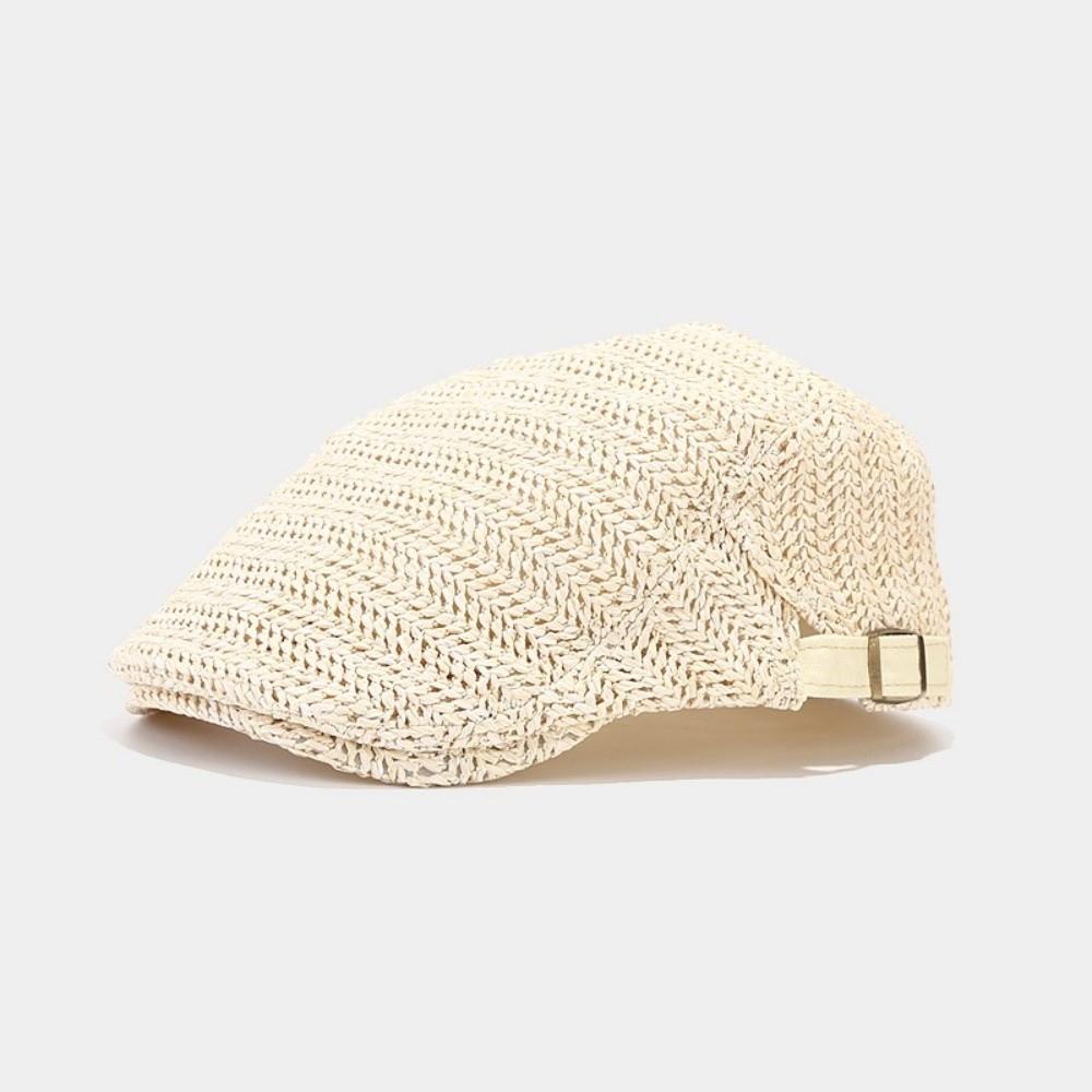 Hollow Straw Newsboy Cap Vacation Painter Beret Japanese Style Straw Beret  Travel