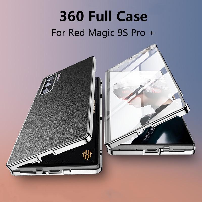 360 Full Case For Red Magic 9S Pro Case Tempered Glass Leather Cover For Nubia RedMagic 9s Pro Plus Double Sided Protect Bumper