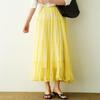 DIMANAF 2026 Summer Women New Skirts Solid Elastic Waist Pleated Mesh Elegant Skirts Yellow
