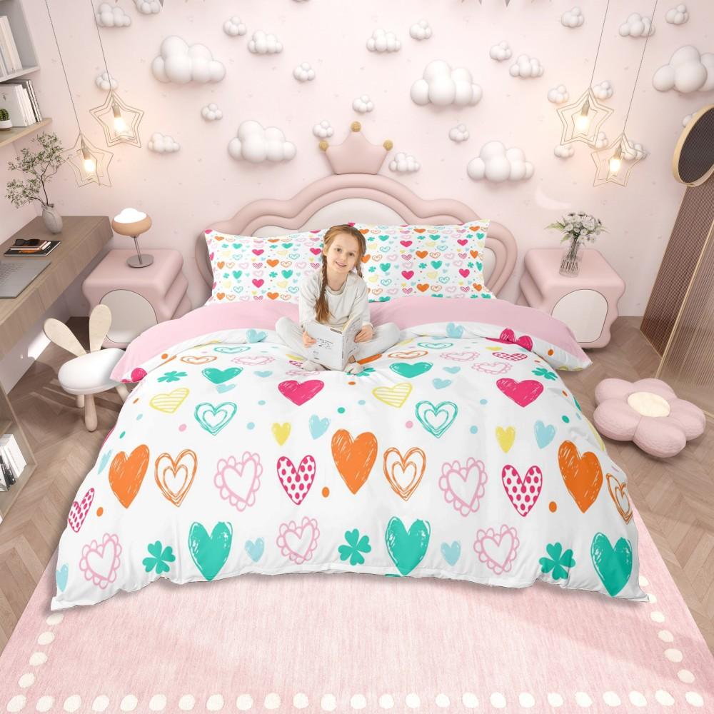 Homewish Juego de Funda Nórdica Princesa Sirena Soñadora Para Niños Juego de Cama Castillo de Cuento de Hadas Juego de Cama Reversible Escama de Pez Morada