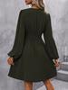 Asymmetric Neck Lantern Sleeve Ruffle Waist Dress