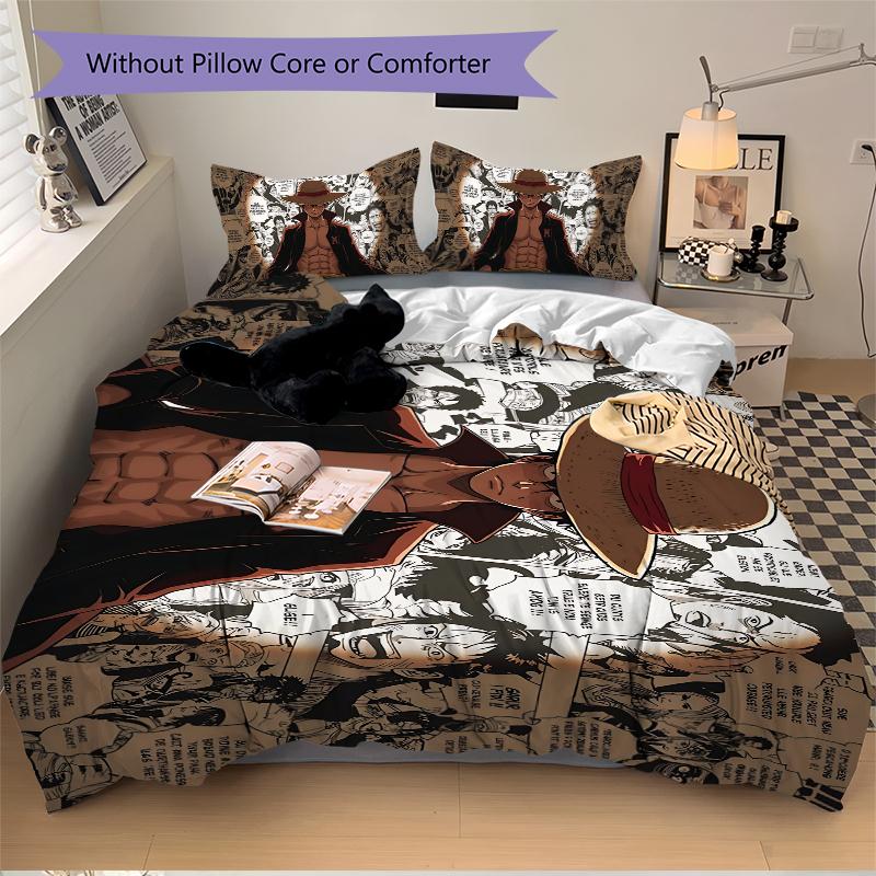 One Piece Adventure Printed 3pcs Bedding Set Soft Microfiber 1 Duvet Cover And 2 Pillowcases Home Bedroom Decor Xmas Gift Ek176