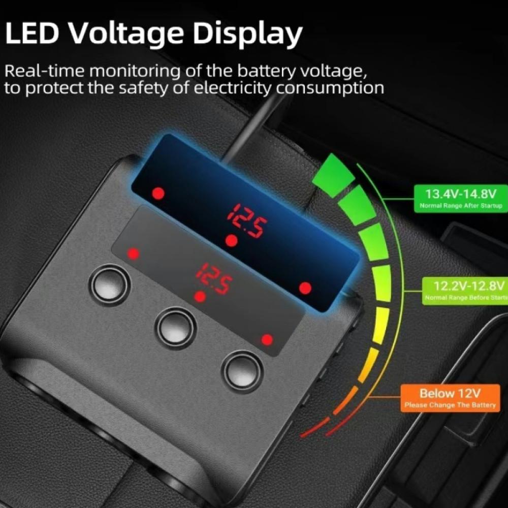 Auto-Splitter-Steckdose, 180 W, Auto-Ladegerät-Adapter, 9-in-1-Auto-Ladegerät-Splitter für Camping, GPS, 12 V/24 V, Auto-Adapter