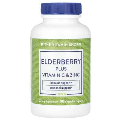 Elderberry Plus Vitamin C & Zinc, Veggie Caps, 90