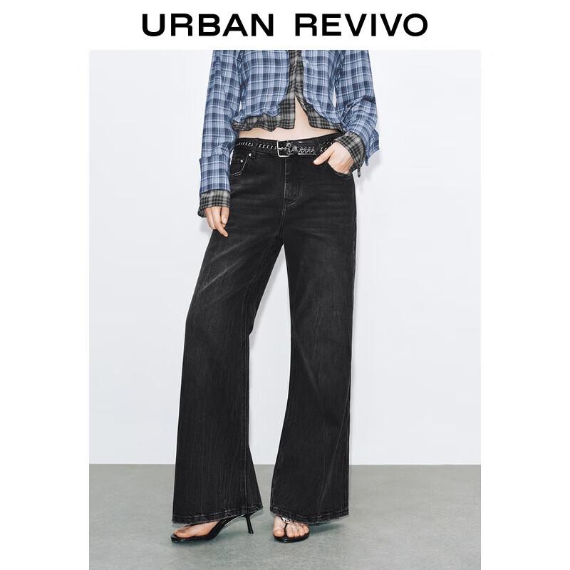 

UR 2025 Осень Современные Вареные Джинсы Клеш с Ремнем 28