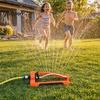 Outdoor Water Sprinkler Lawn with Weighted Base, 17 Anti-Clog Nozzles, Adjustable Large Area Spray Sprinkler, Oscillating for Coverage Garden