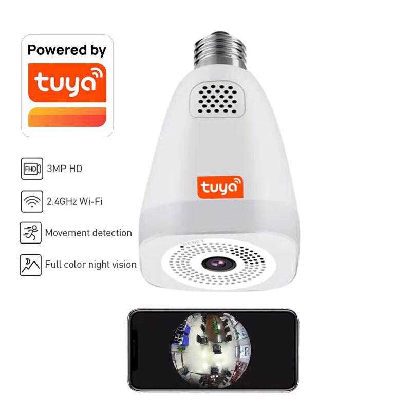 Tuya Smart 360° VR Panoramic Camera with E27 Lamp Holder - Dual Light Source Wireless Home Camera