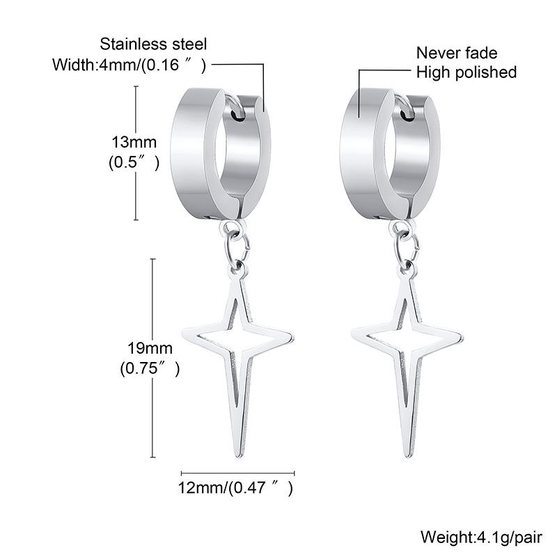 Star Hoop,Stainless Steel Star Earring, Polaris Dangle Hoop Earring, Stars Charm Earrings For Men Women Jewelry