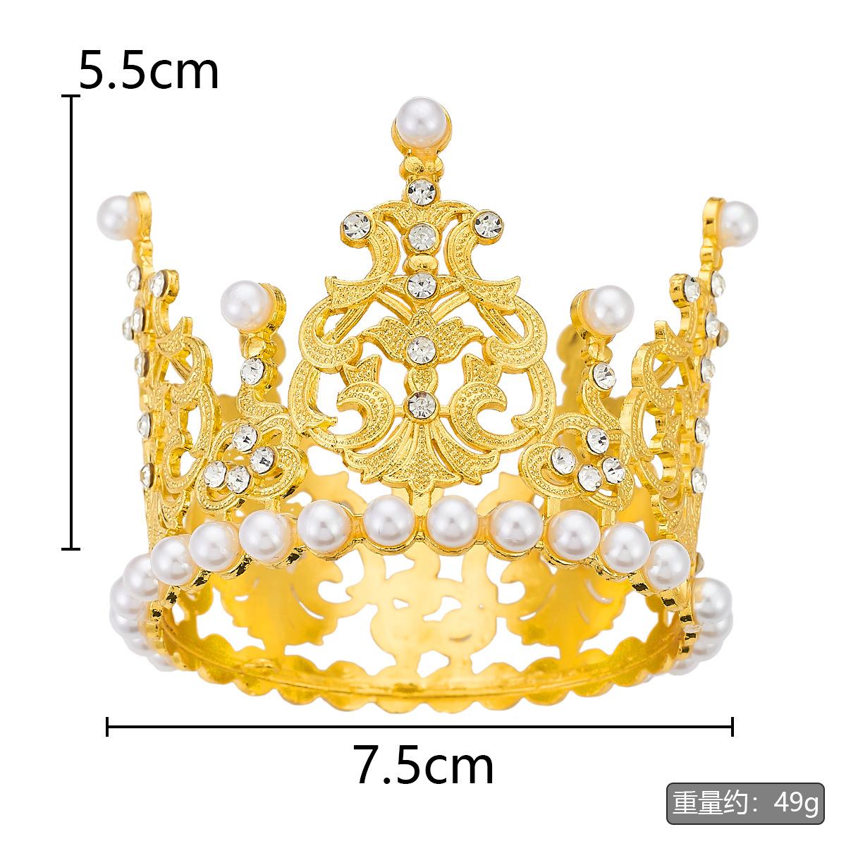 

Сплав Детская круглая жемчужная корона, украшение для выпечки, украшение для дня рождения, нарядная корона