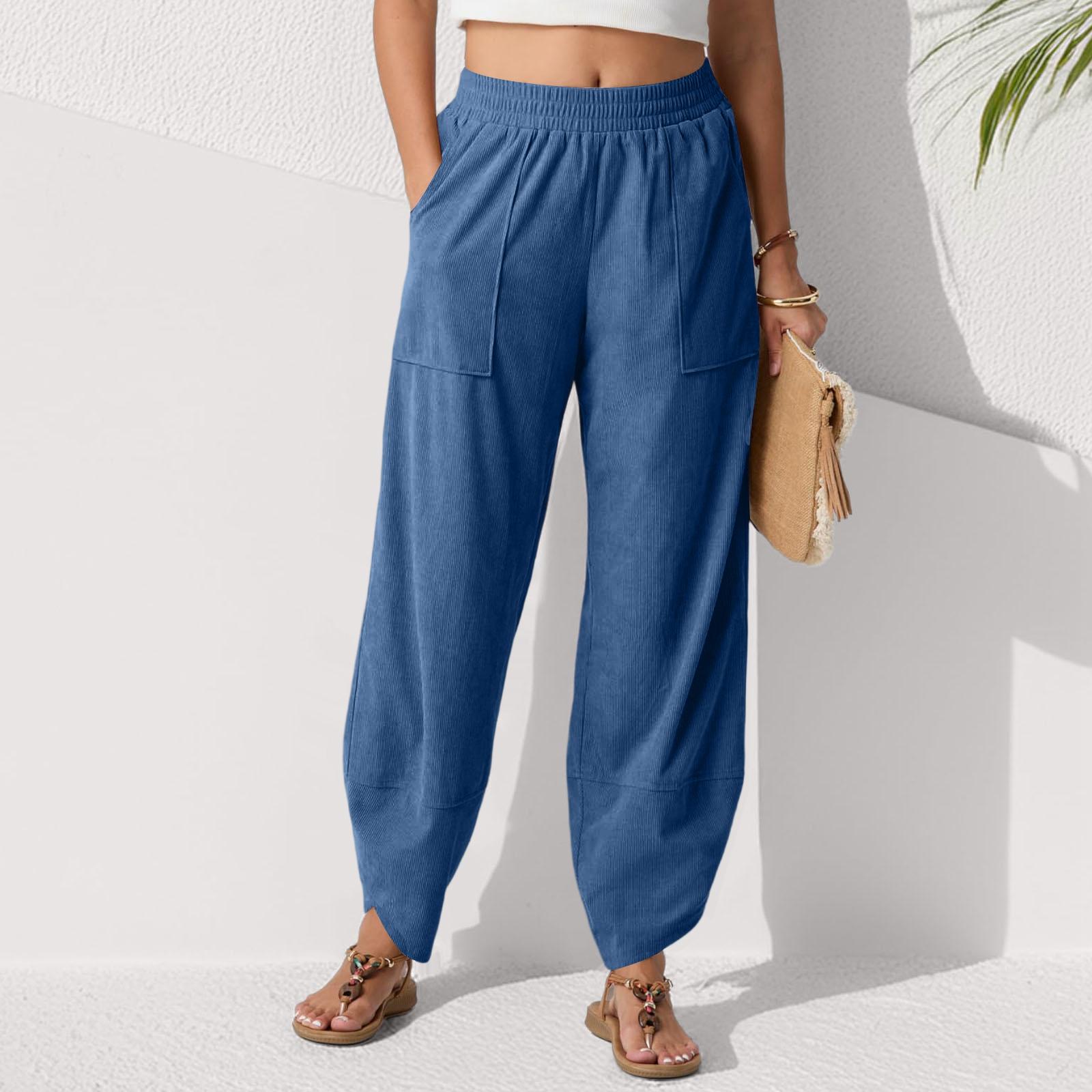 

Модные женские однотонные повседневные укороченные брюки с карманами L