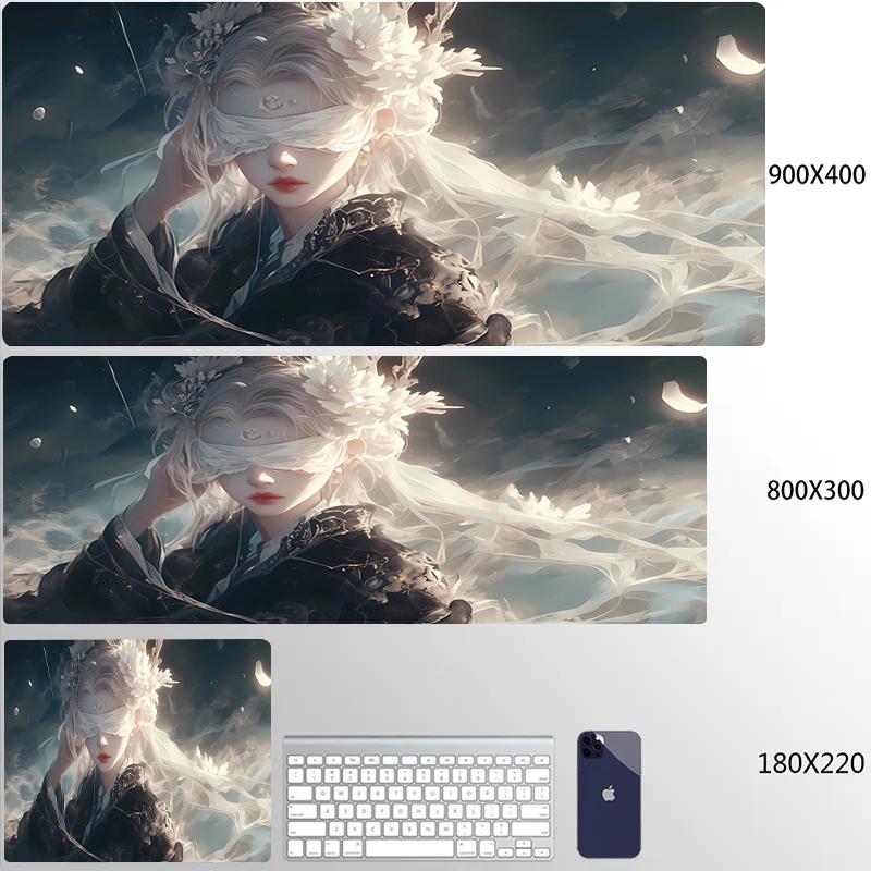 Large Gaming Mousepad Cute Anime Girls Locking Edge Keyboard Mouse Pad Gamer Non-Slip Computer Mouse Mat Kawaii Deskmat Carpet