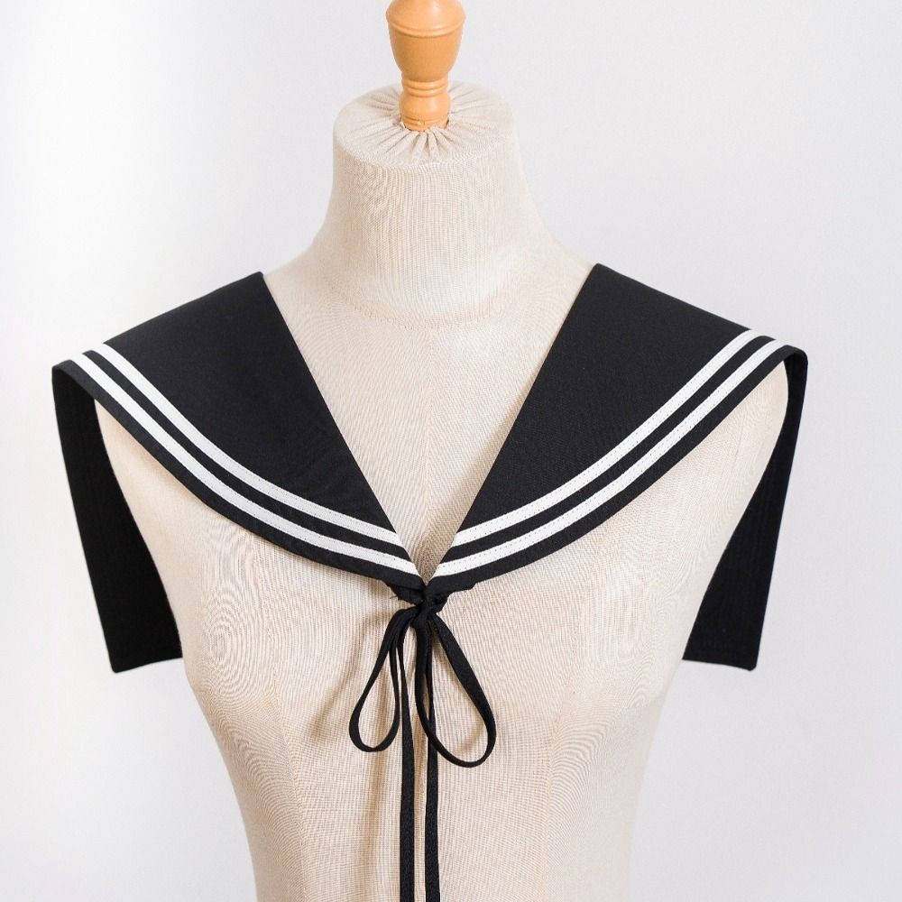Cape Striped Sailor Fake Collar White Bow Tie Retro Detachable Collar Clothes Decoration