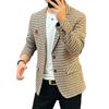 2025 Spring/Autumn High-End Men's Trendy Plaid Suit Top with Chest Badge