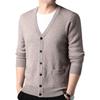 Men's 100% Pure Wool Thick V-Neck Cardigan Sweater