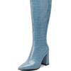 Black White Knee High Boots Women Winter Shoes 2024 Sexy Blue Western Women's Cowboys Long Boot Big Size Footwear Brand