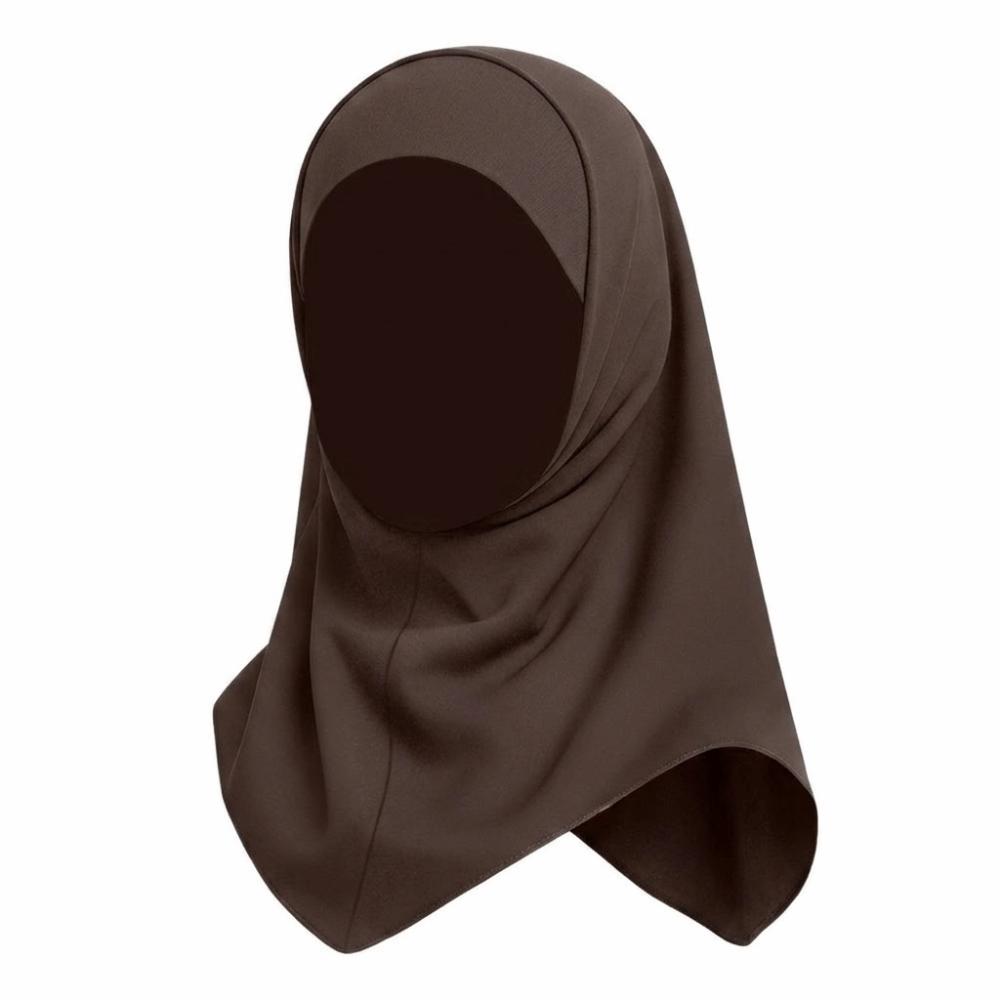 

Ice Silk Kids Hijab Solid Color Sun Protection Headscarf Lightweight Hijab Scarf School кофейный