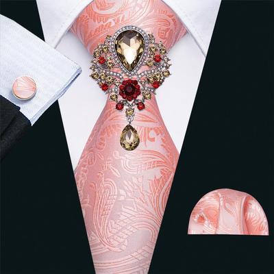 Erkekler için Kravat Broş Mendil Kol Düğmesi 10 Tasarım Paisley Ekose İpek Kravat Resmi Seti