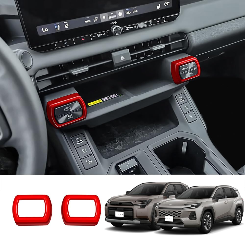 Onami RAV4 Drive Mode Box Console Center Cover Interior Panel for New RAV4 60 Series, ABS Plastic, 2-Piece Set [Red] RV-03-R