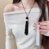 Geometric Pendant Necklaces Stone Round Bead Sweater Chain  Party Jewelry Gift