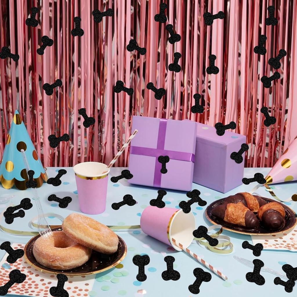 Funny Bachelor or Birthday Party Confetti, Black Glitter, Carnival theme, Engagement and Wedding Party Bachelor Party Table Decoration Double-sided