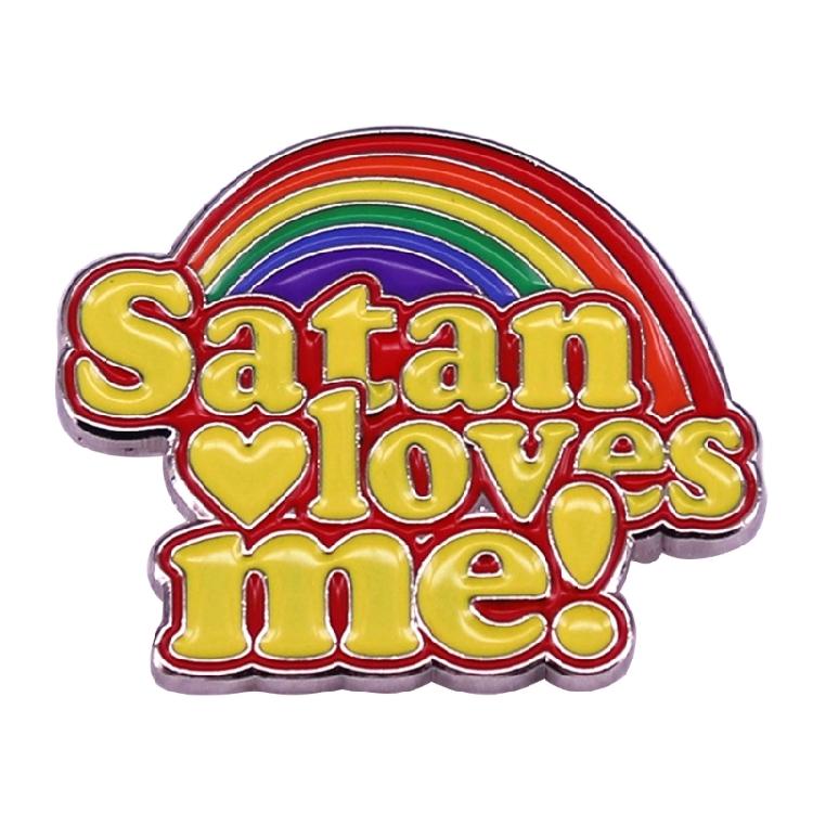 

Satan Loves-Me Round Lapel Pin Tie Cute Brooch Pin Badge for Men Women Hat Clothing Funny Badge Party Ornament 1
