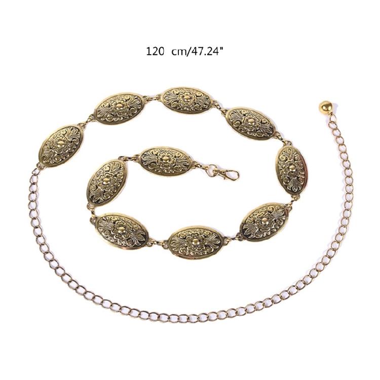 Women Slimming Waist Thin Belt Carved Flower Buckle Waist Chain Banquet Dress