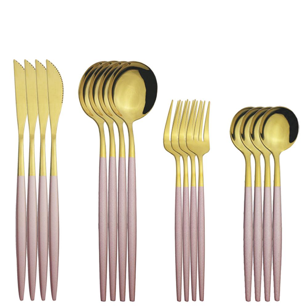 16-teiliges Edelstahl-Set Besteck Geschirr Silberbesteck Minzgrün Messer Gabel Dessertlöffel Zuhause Küchengeschirr Set