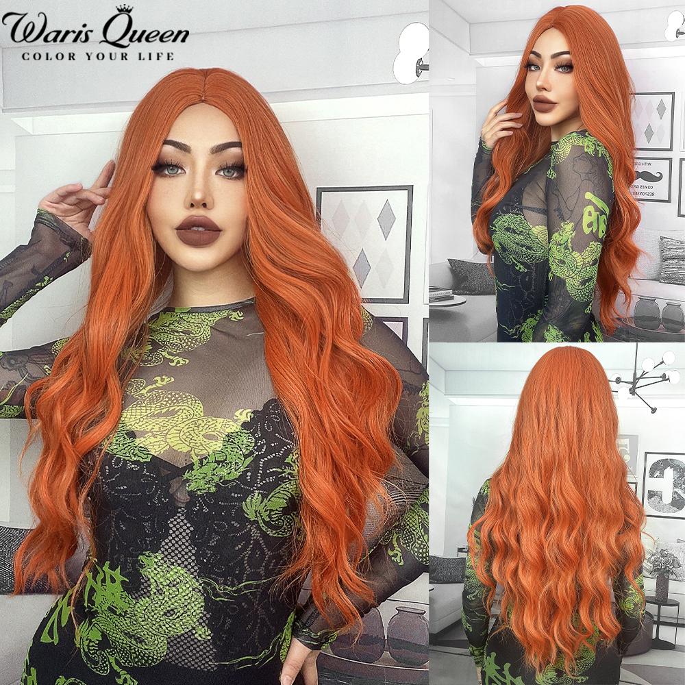 Long Wavy Black And Pink Synthetic Wig for Women With Bangs Natural Heat Resistant Part Cosplay Party Lolita Daily  Hair Wigs