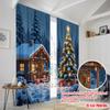Set Of 2 Flat Printing Drapes Day Christmas House View Polyester Without Electricity Birthday Party Use Room Bedroom Wall Curtain For Master Made