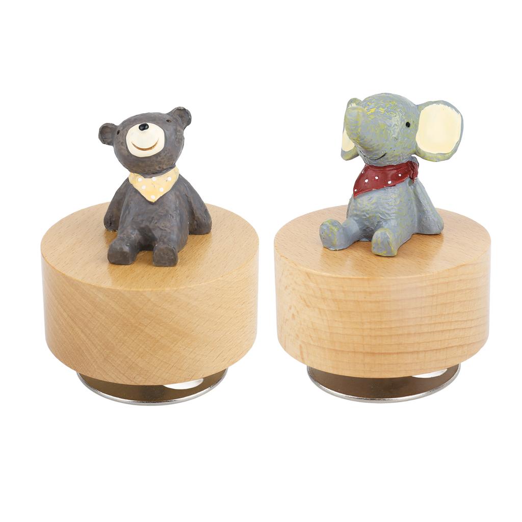 Music Box Round Shape Animal Style Pleasing Melody Exquisite  Wooden Musical Box for Kids Fam
