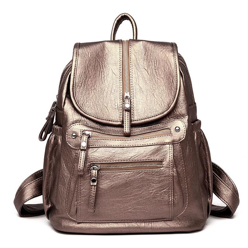 Kvinner høykvalitets skinnryggsekker Vintage kvinnelig skulderveske Sac a Dos Travel Dame Bagpack Mochilas skolevesker for jenter