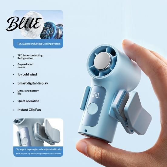 Cooling Fan with Detachable Clip Mini Portable Clip-on Fan LED Display 6 Speed Clip Electric Personal for Indoor Camping Office Travel