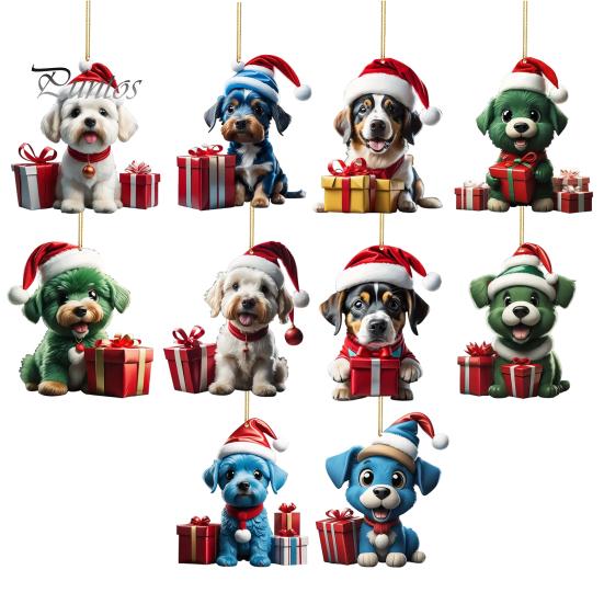 Vánoční ozdoba Živá barva Snadné zavěšení Roztomilý pejsek Závěsný přívěsek do auta Vánoční stromeček Akrylový přívěsek